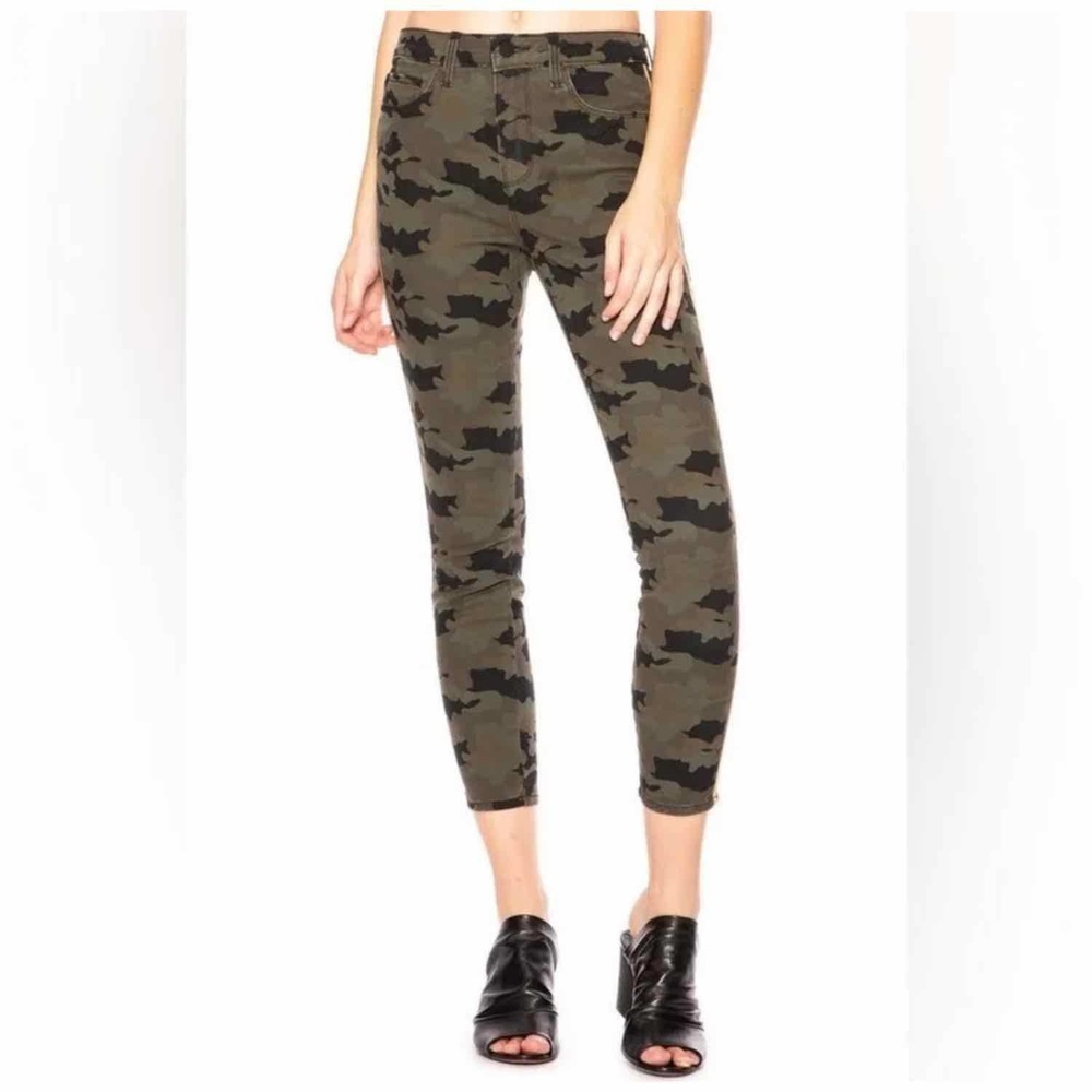L’AGENCE Margot High Rise Crop Skinny Camo with Gold Trim Size 25